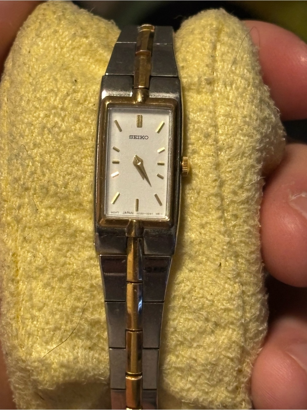 Seiko Two-Tone Gold and Silver Women's Rectangular Bracelet Watch